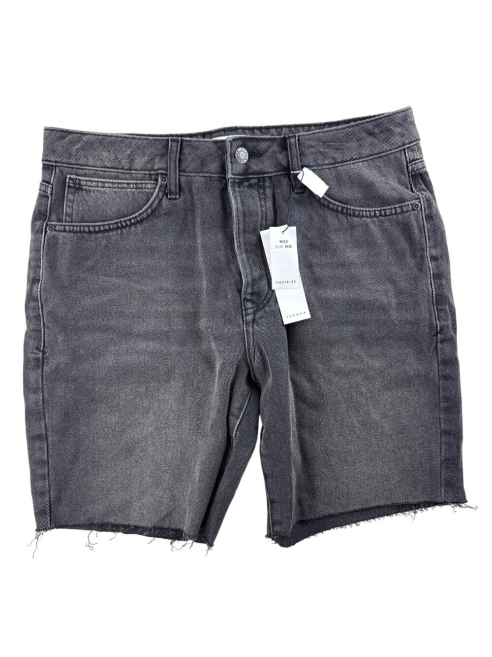 Topman Men's W32 Slim Denim Shorts Gray Washed Raw Frayed Hem NWT CutOff NEW